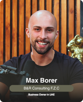 Max Borer, business owner in the UAE — B&R Consulting F.Z.C, founded through XCEED
