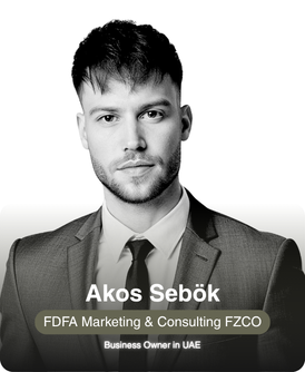 Akos Sebök, business owner in the UAE — FDFA Marketing & Consulting FZCO, founded through XCEED